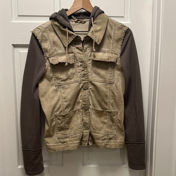 Women's Free People Medium Knitted Hood Twill Jacket - Picture 8 of 9